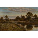 Alfred Augustus Glendening Snr. (1840-1910), CHERTSEY (PUNTER ON RIVER), Oil on canvas; signed lower