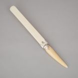Victorian Silver Mounted Ivory Paper Knife, Hilliard & Thomason, Birmingham, 1890, length 21.5 in —