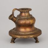 Indian Turned and Engraved Gilt Bronze Hooka Base, 18th century, height 4.25 in — 10.8 cm