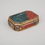 Italian Silver-Gilt Mounted Jasper and Bloodstone Box, for Meister, Zurich, c.1960, 1.5 x 4.9 x 3.3