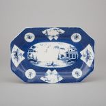 Bow Powder Blue Ground Octagonal Tray, c.1765, length 9.6 in — 24.5 cm