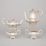 William IV Silver Tea and Coffee Service, Benjamin Stephens, London, 1835, coffee pot height 8.3 in