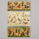 Three Persian Miniature Paintings on Ivory Panels, 19th early 20th century, 2.5 x 3.9 in — 6.4 x 9.8