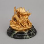 French Gilt Bronze Naturalistic Match Holder and Strike, 19th century, height 3.25 in — 8.3 cm