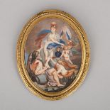 Italian School Miniature Allegory of Napoleon's Victory at Marengo, mid 19h century, 4.6 x 3.8 in —