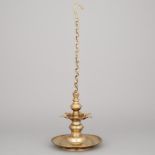 South Indian Bronze Thookkuvilakku Hanging Oil Lamp, 19th century or earlier, drop height 26 in — 66