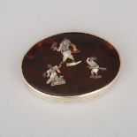 Edwardian Tortoiseshell Mounted Silver Gilt Snuff Box, Asprey of London, 1907, 0.6 x 3.1 x 2.4 in —