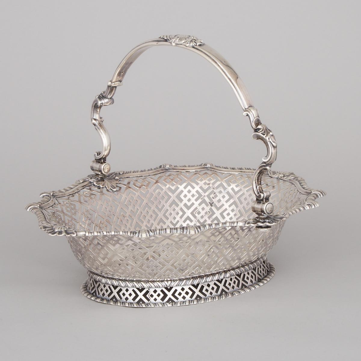 George II Silver Pierced Cake Basket, Edward Aldridge & John Stamper, London, 1755, length 14 in — 3