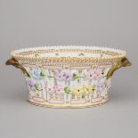 Royal Copenhagen ‘Flora Danica’ Reticulated Two-Handled Basket, 20th century, width 9.1 in — 23 cm