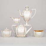 George III Silver Tea and Coffee Service, John Robins, London, 1799/1800, coffee pot height 11.5 in