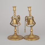 Pair of English Brass Tavern Candlesticks, early 19th century, height 12.2 in — 31 cm