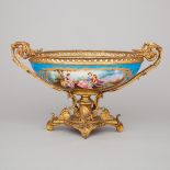 Ormolu Mounted 'Sèvres' Oval Centrepiece Bowl, late 19th century, 11.2 x 18.5 in — 28.5 x 47 cm