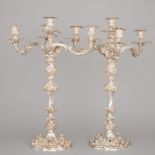 A Massive Pair of Victorian Cast Silver Four-Light Candelabra, Robert Garrard II, London, 1854, heig