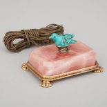 Rose Quartz and Turquoise Bird Form Servant Call Button, Nicholas Haydon, New York, 19th/early 20th