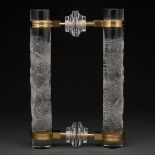 'Faunes', Pair of Lalique Glass Door Handles, post-1978, height 16.9 in — 43 cm