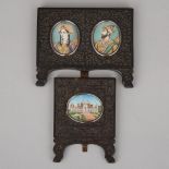 Three Indian Company School Miniatures on Ivory, Delhi, mid 19th century, larger frame 4.5 x 5.3 in