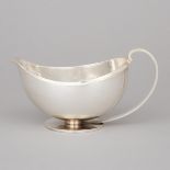 Danish Silver Sauce Boat, #761, Harald Nielsen for Georg Jensen, Copenhagen, post-1945, length 6.7 i