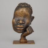 Hagenauer Werkstätte Patinated Bronze Mask an African Woman c.1930, height 5.8 in — 14.7 cm