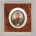 Portrait Miniature of Napoleon I, after Emile-Jean-Horace Vernet, mid 20th century, 5.6 x 5.1 in — 1