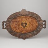 Russian Imperial Alexander III 'Bread and Salt' Walnut Presentation Tray, c.1890