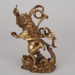 Chinese Ming Dynasty Style Gilt Bronze Figure of Kui Xing, early 20th century, height 7.5 in — 19.1