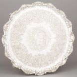 George II Silver Large Salver, William Peaston, London, 1747, diameter 24.4 in — 62 cm