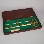 Surveyor's Brass Simpson's Protractor S.P. Cohen, Glasgow, 19th century, case 2.25 x 21.7 x 9.25 in