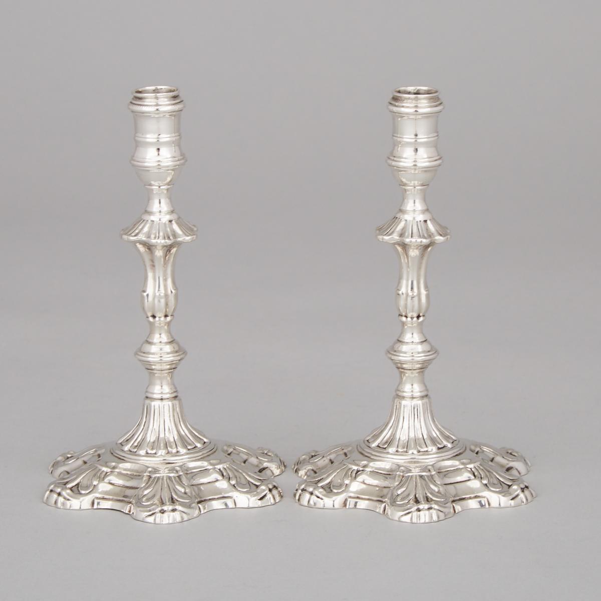 Pair of George II Silver Tapersticks, William Shaw II & William Priest, London, 1759, height 5.3 in