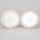 Pair of George II Silver Small Circular Salvers, Robert Abercromby, London, 1741, diameter 6.8 in —