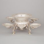 Large George II Silver Epergne, Elizabeth Godfrey, London, 1755, height 9.4 in — 24 cm, diameter 26.