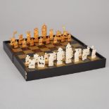Chinese Carved Ivory Chess Set, mid 20th century, king height 3.7 in — 9.4 cm; 14.75 x 14.75 in — 37