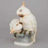 Nymphenburg Group of Sulphur-Crested Cockatoos, Wilhelm Neuhäuser, early 20th century, height 11.4 i