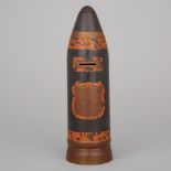 WWI 'Trench Art' Painted Artillery Shell Bank, 1916, height 12 in — 30.5 cm