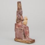 Egyptian Limestone Statuette of Isis Nursing Harpocrates (Horus), Ptolemaic Period, 332–30 B.C., hei