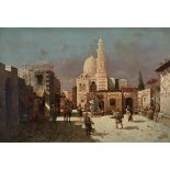 August von Siegen (1850-1910), STREET MARKET IN CAIRO, Oil on canvas laid down on masonite; signed "