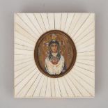 Byzantine School Miniature Icon of the Madonna and Child, mid 20th century, 4.8 x 4.5 in — 12.2 x 11