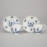 Pair of Worcester 'Waiting Chinaman' Pattern Cups and Saucers, c.1770, saucer diameter 4.8 in — 12.