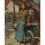 William Lee-Hankey (1869-1952), FRENCH FARM GIRL WITH A BARROW, Oil on board; signed lower left, 30
