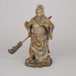 Large Chinese Bronze Figure of General Guan Yu, 20th century, height 15 in — 38.1 cm