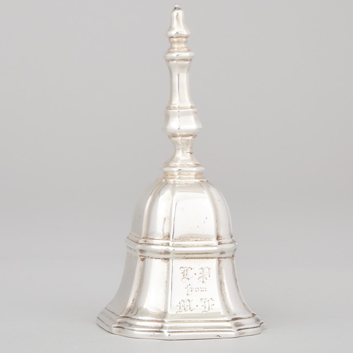 Victorian Silver Table Bell, Susannah Brasted, London, 1893, height 4.6 in — 11.6 cm