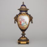 Large Ormolu Mounted 'Sèvres' Blue Ground Vase and Cover, late 19th century, height 24.4 in — 62 cm