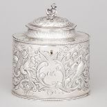 George III Silver Tea Oval Caddy, Miles Askew, London, 1785, height 5.6 in — 14.3 cm