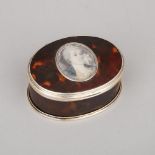 Victorian Silver Gilt Mounted Tortoiseshell Oval Box, 1892, 1.8 x 3.6 x 2.75 in — 4.6 x 9.1 x 7 cm