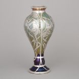 Loetz Engraved Silver Overlaid ‘Phaenomen’ Iridescent Glass Vase, c.1900, height 13.8 in — 35 cm