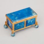 Italian Lapis Lazuli Panelled Gilt Metal Dresser Box, 19th century, 2 x 3.4 x 2.1 in — 5 x 8.7 x 5.3