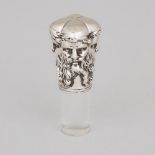 German Silver Walking Stick Handle, c.1890, silver height 2 in — 5.1 cm