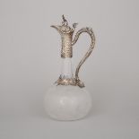 Victorian Silver Mounted Cut and Engraved Glass Claret Jug, George Richards & Edward Brown, London,