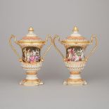 Pair of Chamberlains Worcester Two-Handled Vases and Covers, c.1800, height 12.5 in — 31.7 cm (2 Pie
