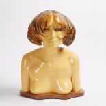 Frank Gallo (1933- ), UNTITLED (WOMAN'S HEAD), Cast and tinted resin heightened with brown paint; mo