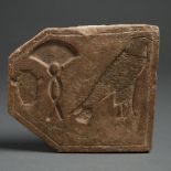 Egyptian Quartzite Sunk Relief Fragment, Dynasty XXVI, Reign of Apries, 589-570 B.C., 7.9 x 9.1 x 1.